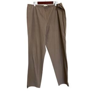 Eileen Fisher Large Dark Tan Brown Organic Stretch Cotton Twill Slim Ankle Pant